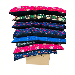 Lit pour chien en toile avec fermeture éclair, amovible, lavable, rectangulaire, pour intérieur, toutes saisons, motif de dessin animé, rembourrage en fibre de polyester, emballage en boîte - Product Image 1