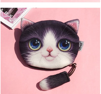 Dompet koin kucing ekor kecil lucu dompet kanvas Mini pendek mainan boneka Desain kartun kreatif