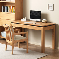 Bureau d'écriture en bois massif avec port de charge USB, table d'étude moderne et simple avec tiroirs pour bureau à domicile
