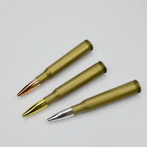 Kugelschreiber可爱子弹笔便携式携带豪华黄铜笔短迷你金色子弹笔带标志