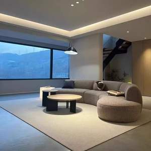 आधुनिक लक्जरी क्रीम-रंगीन उच्च गुणवत्ता वाले कपड़े nordic lamboodbsooble घुमावदार सोफे लिविंग रूम सेशनल सेट - Product Image 6