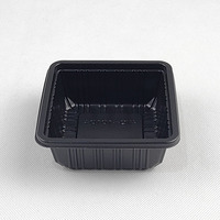 Barquettes alimentaires jetables en plastique PP noir de forme rectangulaire pour légumes, fruits, collations, nouilles, salades, sandwichs
