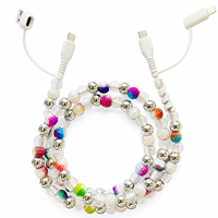 Câble de charge USB Type C 4-en-1 arc-en-ciel perlé, coloré, multi-charge, cadeau tendance