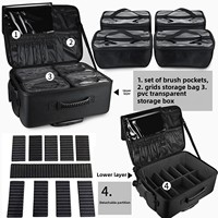 Sac de maquillage professionnel pour artiste, étui à tatouage, grande capacité, sac cosmétique en PU avec roulettes, sac de maquillage imperméable