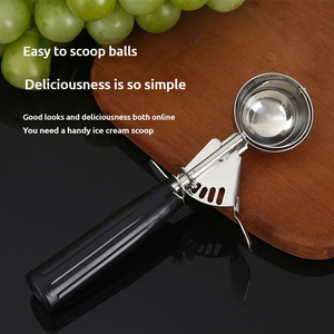 Prezzo di Fabbrica all'Ingrosso: Cucchiaio per <span class=keywords><strong>Gelato</strong></span> in Acciaio Inossidabile 304 con Meccanismo a Grilletto, per Impasto Biscotti, Palline di Melone, Palline di Frutta, Utensile da Forno - Product Image 4