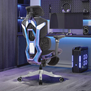 Sillas Gamer Pro con Base de <span class=keywords><strong>Aluminio</strong></span> Personalizada, Reposabrazos 6D, Silla Ergonómica Gamer de Malla Completa, Silla de Juego Reclinable con Reposapiés - Product Image 1