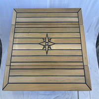 Table pliante rectangulaire en teck pour bateau, deux ailes, 340/680X600, 340/680X800, 340/680X1000, 340/680X1250mm, incrustation étoile, marine, yacht, camping-car