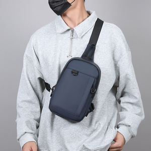 Men's Chest Bag Large Capacity USB Charging Outdoor Business Travel Shoulder Bag Gray Black Military Green Dark Blue Solid Color - Product Image 2