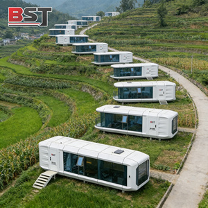 高級小型カプセルハウス プレハブ鋼製ポッドホテル 商業スペース 飛行船風カプセルホーム - Product Image 2