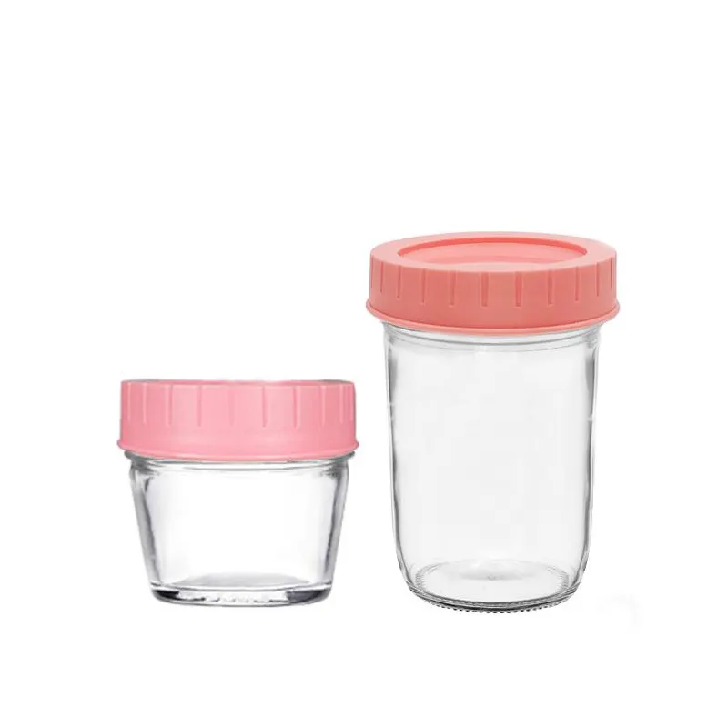 6pcs 4oz 8oz Jar Einmach flasche Wieder verwendbare leere Einmach gläser für die Aufbewahrung von Muttermilch mit bunten Plastik deckeln