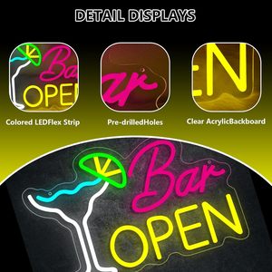 Bar open neon indoor hanging ambient light shop <b>sign</b> wall cocktail decorative light entrance indicator light luminous <b>sign</b> - Product Image 2