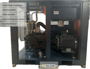 Compresseur d'air à vis KELAIDE 45 kW 16 bars, industriel fixe, double étage, refroidi par air, lubrifié, alimentation CA - Product Image 1