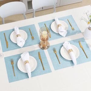 Sets de table en paille de blé résistants à la chaleur et antidérapants pour table à manger, sets de table en vinyle PVC tissé lavables et durables - Product Image 6