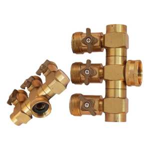 صمام حديقة نحاسي ثلاثي الاتجاهات للإغلاق من Yod، خدمة تصنيع دقيقة بالتحكم الرقمي بالحاسوب، موصل 3/4 بوصة GHT معتمد من NSF ANSI 61 UL - Product Image 3