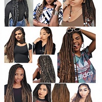 Europe, Amérique et Afrique - Commerce extérieur - Style africain - Tresses universelles multicolores - Crochet - Fil haute température - Grandes tresses volumineuses et lâches - Taille moyenne réglable