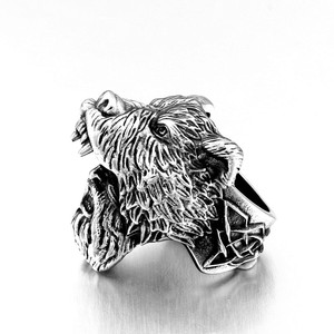 Bague en acier inoxydable pour homme SS8-648R, tête d'ours <span class=keywords><strong>viking</strong></span>, crâne barbu, bijoux de mode, cadeau - Product Image 2