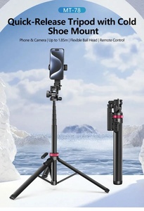 Treppiede a sgancio rapido Ulan Zi MT-78 con supporto per telefono da 1,85 metri, utilizzabile per fotocamera del telefono, luce video, microfono, con telecomando wireless - Product Image 4