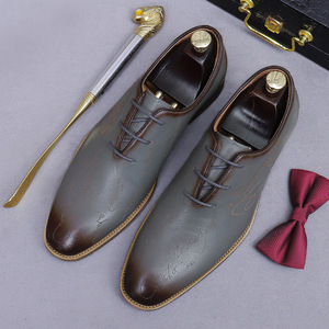 Luxury-Style Genuine Leather Oxford Men's Lace-Up Business Formal Shoes Men's Shoes of Cowhide English Color-Washed Simple Men's - Product Image 4