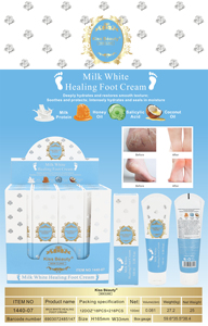Crème pour les pieds <span class=keywords><strong>Kiss</strong></span> Beauty Milk White Healing, crème pour les pieds douce et lisse, protéines de lait, miel, huile, acide salicylique, huile de noix de coco, soin de la peau - Product Image 3