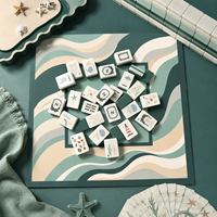 Jeu de tuiles de mahjong Ocean East Coast Sands, 160 pièces, 3 couches, tuiles en acrylique pliables, thème océan, pour cadeau, soirée de jeu de luxe