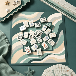 Jeu de tuiles de mahjong Ocean East Coast Sands, 160 pièces, 3 couches, tuiles en acrylique pliables, thème océan, pour cadeau, soirée de jeu de luxe - Product Image 6
