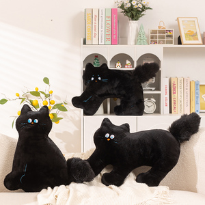 Peluche <span class=keywords><strong>de</strong></span> Gato Negro <span class=keywords><strong>Luffy</strong></span>, Juguete <span class=keywords><strong>de</strong></span> Peluche Suave, <span class=keywords><strong>Almohada</strong></span> <span class=keywords><strong>de</strong></span> Animal para Decoración del Hogar, Compañero para Dormir, Regalos para Niños - Product Image 4