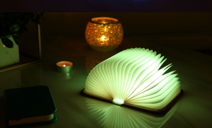 Novelty Gift Wooden Book Light Folding Book <b>Lamp</b> Folding Night Light USB Rechargeable Wooden <b>Table</b> <b>Lamp</b> for Home Office Decor - Product Image 4