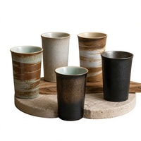 Tasse à café en céramique artisanale de Dehua 350 ml, en grès haute qualité, compatible micro-ondes et lave-vaisselle, finition mate Wabi-Sabi