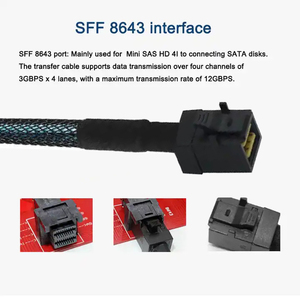 Cabo SAS SFF-8643 para 4 Portas SATA 7 Pinos com SGPIO, Cabo Mini SAS para Fonte de Alimentação de HDD e Placa-Mãe - Product Image 2