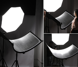 แผ่นสะท้อนแสงรูปตัวยูสำหรับถ่ายภาพบุคคลในสตูดิโอ สีเงิน ดำ ขาว แผ่นสะท้อนแสงแบบ U สำหรับแฟลช - Product Image 3