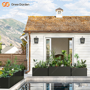 Gnee 133 L Square Decorative Black Galvanized Steel Planter Outdoor Flower Pot Home Garden Hotel Commercial Projects American - Product Image 4
