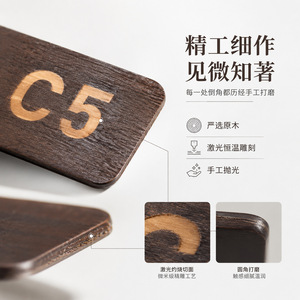 <b>Bamboo</b> <b>Table</b> Number Cards Rectangle Laser Engraved Durable For Restaurant Private Rooms - Product Image 3