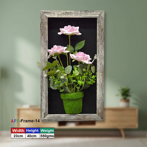 Wall-Mounted Rectangle Wooden Artificial Flower <b>Frame</b> Modern Design-40x23cm Anniversary Home Decor - Product Image 2