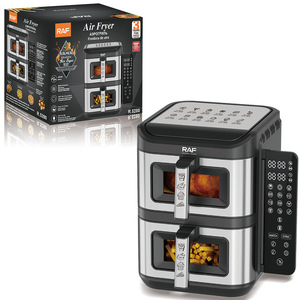Friteuse à air numérique grande capacité 6L+6L 2800W, double couche, 2 paniers, avec fenêtre de visualisation - Product Image 3