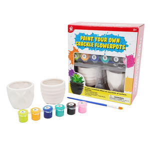 Kerajinan Pot Bunga Plester DIY Khusus Anak, Mainan Menggambar Edukatif, Keramik Retak 6 Warna, Produksi OEM - Product Image 1