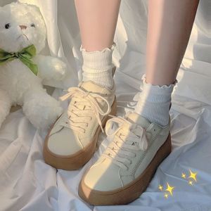 Women Solid Color Ruffled Edge Mid Calf Slouch <b>Socks</b> Breathable Cotton White <b>Black</b> Spring Summer Casual Style - Product Image 4