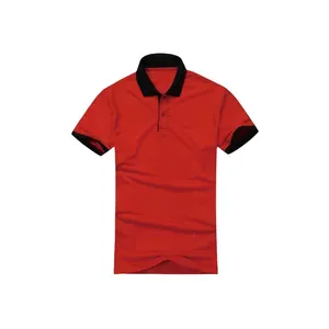 100% Algodão egípcio Costume seu Logotipo camisa Polo t Polo Camisa dos homens Granel Grosso Vermelho com Gola Preta OEM