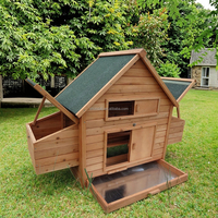 Poulailler en bois robuste pour l'extérieur avec deux nichoirs, toit imperméable en asphalte, maison pour poules en bois massif