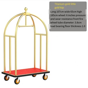 Meubles commerciaux boîte de voyage sac roues en acier inoxydable or cage à oiseaux hôtel hall <span class=keywords><strong>valise</strong></span> <span class=keywords><strong>chariot</strong></span> à bagages - Product Image 4