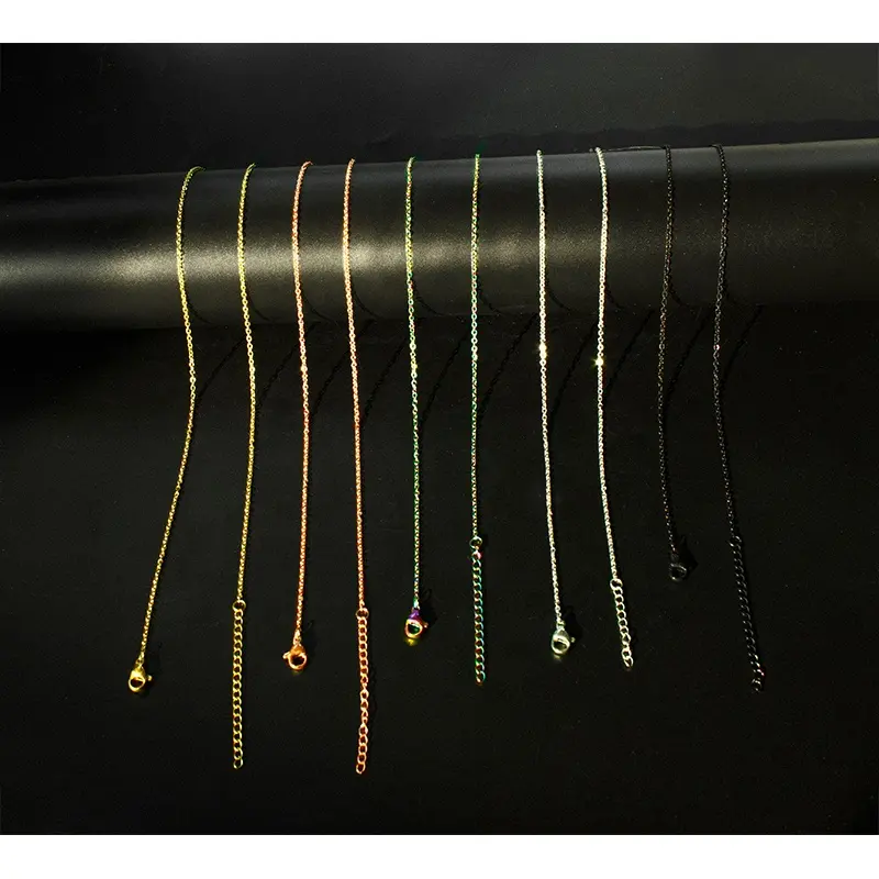 المرأة مجوهرات كهدية صالح الزجاج المدلاة الناشر المنجد طول يمكن تخصيص ارتفع الذهب عبر قلادة من الفولاذ المقاوم للصدأ سلسلة
