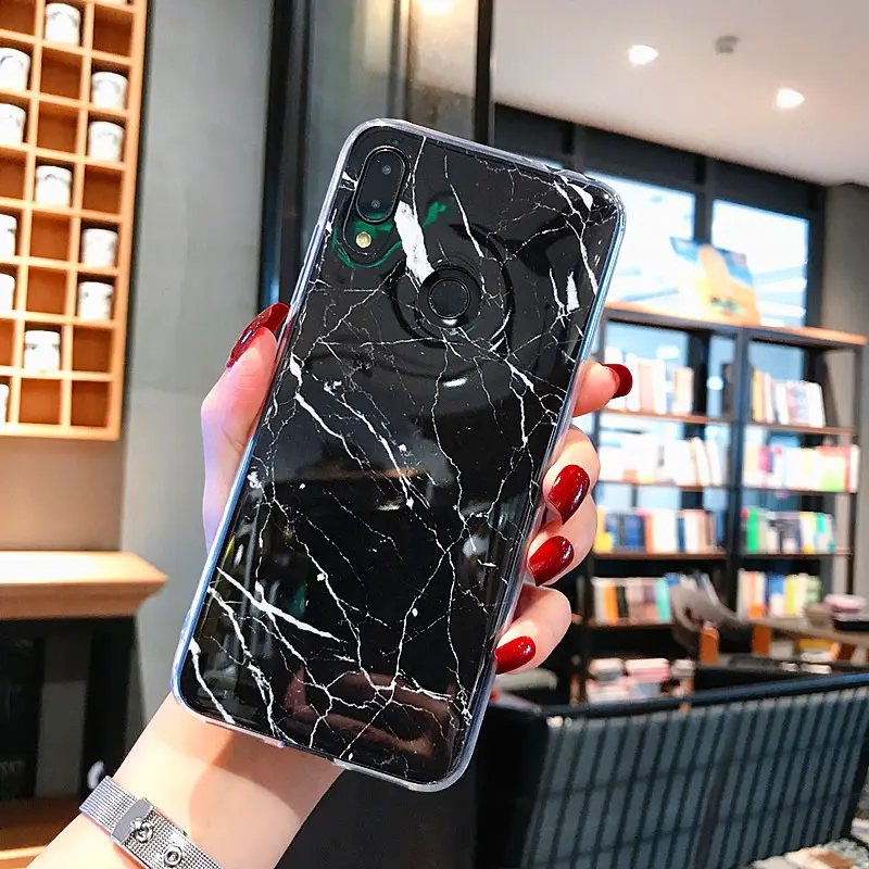 For Xiaomi Redmi 6 Note 5 6 7 8 pro Luxury Real Marble Shockproof TPU Phone Case Customized IMD Cover