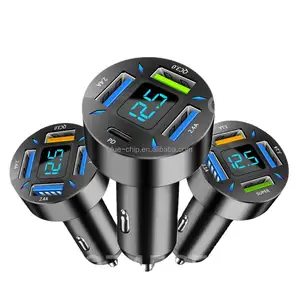 66W 4 Ports USB PD Quick Car Charger QC 3.0 Type C Cigarette Lighter 12V USB C Car Charger for Mobile Phone