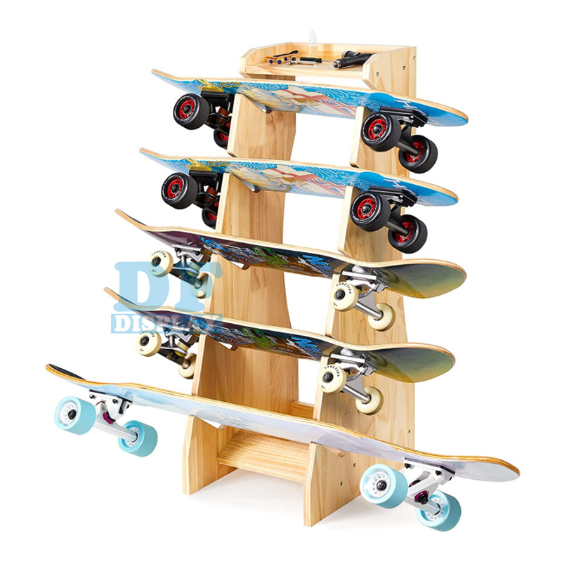 Support De Rangement Vertical En Bois Pour Skateboard, Longboard, Snowboard - Gain De Place, Déco
