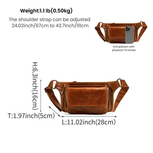 <span class=keywords><strong>Riñonera</strong></span> cruzada Retro para <span class=keywords><strong>hombre</strong></span>, bolsa <span class=keywords><strong>de</strong></span> cuero genuino con cremallera, geométrica personalizada para Casual para <span class=keywords><strong>Amazon</strong></span> Commuting - Product Image 3