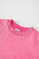 Camiseta Corta Lisa para Mujer, Cuello Redondo, Ropa Femenina, Personalizable, Estilo Retro Vintage, Lavado Ácido, Camiseta Corta para Mujer