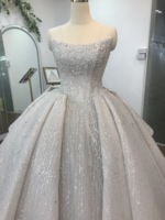 Pabrikan OEM Gaun Pengantin Berkualitas Tinggi Grosir Desain Ball Gown Renda Bunga Ekor Panjang Tambah Manik-Manik Buatan Tangan TNBPno21