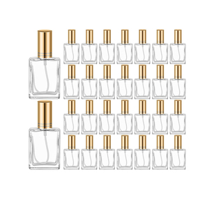 Flacon de parfum carré plat de luxe vide personnalisé de 30 ml, en verre transparent avec pulvérisateur, rechargeable, OEM, impression sérigraphique cosmétique - Product Image 1