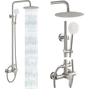 Juego de Ducha Bingtao de Acero Inoxidable SUS304, Ducha de Lluvia Montada en la Pared, Grifo Superior para Baño - Product Image 1