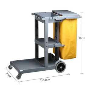 Professional Cleaning Trolley Housekeeping Cart Hotel Cleaning Supplies Commercial Polyester Janitorial Trolley Cart