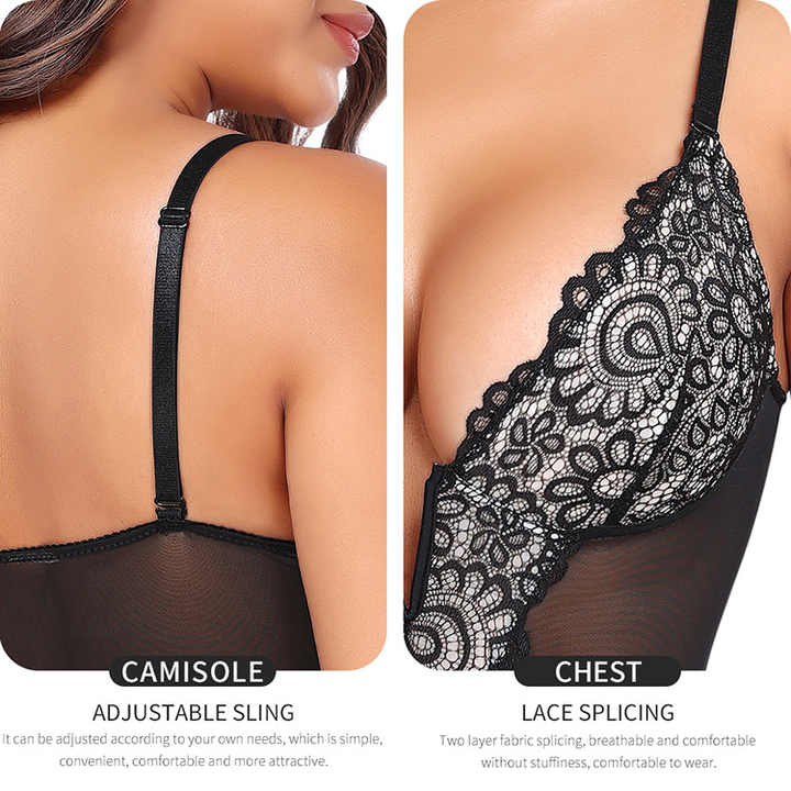 V Neck Sexy Lace Bodysuit Shapewear for Women